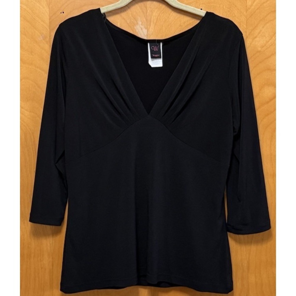 Wrapper Womens V Neck Pleated Bust Top Empire Waist‎ Y2K Clubwear Black Sz XL